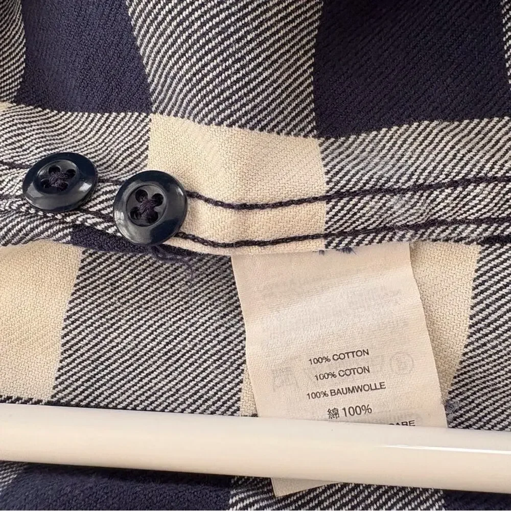 J. Crew Sportmen's Flannel Shirt 100% Cotton Blue & White Plaid BD